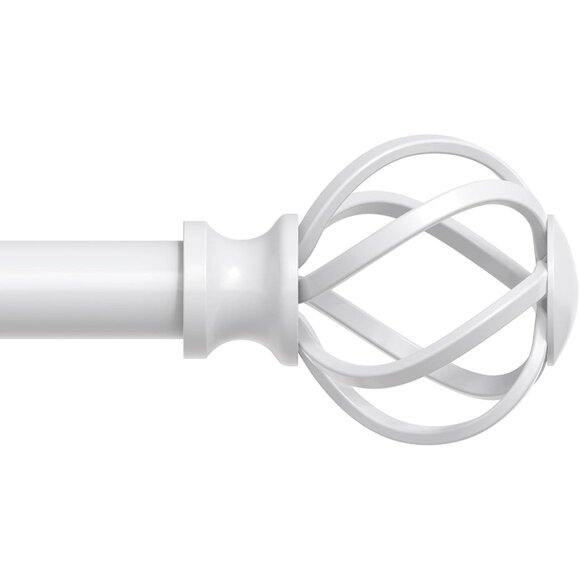 White Curtain Rods for Windows 18-45 Inch With Twisted Cage Finials Adjustabl... - Picture 1 of 9